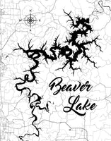 Beaver Lake, Arkansas- Laser Cut Wood Map
