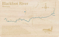 Blackfoot River, MT - Laser Cut Wood Map