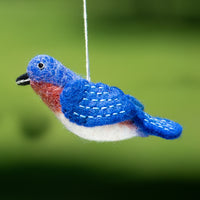 Bluebird Felted Bird Ornament