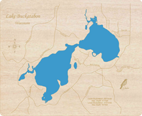 Lake Buckatabon, Wisconsin - Laser Cut Wood Map