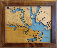 Charleston, South Carolina - Coastal Map - laser cut wood map