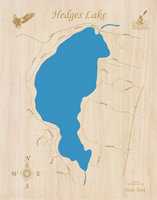 Hedges Lake, NY - Laser Cut Wood Map