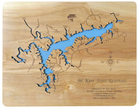 W. Kerr Scott Reservoir, North Carolina - Laser Cut Wood Map