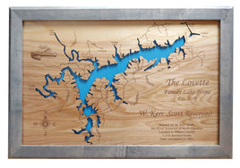 W. Kerr Scott Reservoir, North Carolina - Laser Cut Wood Map
