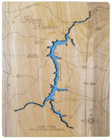 Kinzua Lake in New York and Pennsylvania - Laser Cut Wood Map