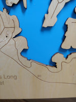 Lake Kiowa, Texas - Laser Cut Wood Map