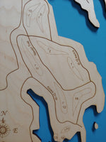 Lake Kiowa, Texas - Laser Cut Wood Map