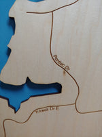 Lake Kiowa, Texas - Laser Cut Wood Map