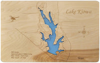 Lake Kiowa, Texas - Laser Cut Wood Map