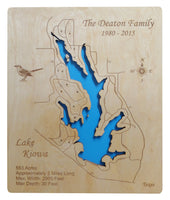 Lake Kiowa, Texas - Laser Cut Wood Map