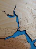 Lake Caroline, Virginia - Laser Cut Wood Map