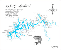 Lake Cumberland Kentucky - Laser Cut Wood Map