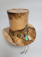Maple with Turquoise Cowboy Hat #278 - Rare Wood Turned Men's Headwear