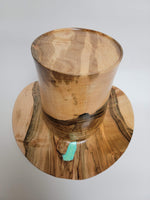 Maple with Turquoise Cowboy Hat #278 - Rare Wood Turned Men's Headwear