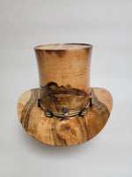 Maple with Turquoise Cowboy Hat #278 - Rare Wood Turned Men's Headwear