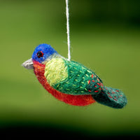 Painted Bunting Felted Bird Ornament