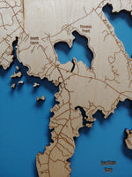 Sebago Lake, Maine - laser cut wood map