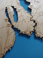 Sebago Lake, Maine - laser cut wood map
