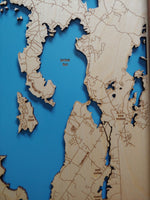 Sebago Lake, Maine - laser cut wood map