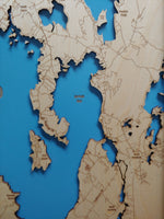 Sebago Lake, Maine - laser cut wood map