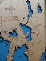 Sebago Lake, Maine - laser cut wood map