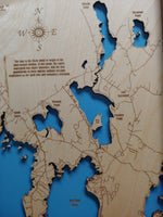 Sebago Lake, Maine - laser cut wood map