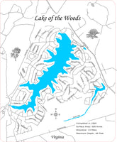 Lake of the Woods, Virginia - Laser Cut Wood Map