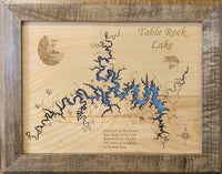 Table Rock Lake, Missouri - laser cut wood map
