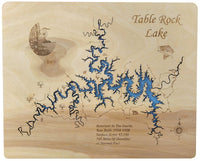 Table Rock Lake, Missouri - laser cut wood map