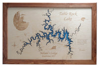 Table Rock Lake, Missouri - laser cut wood map