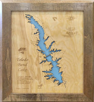 Toledo Bend Lake, Texas / Louisiana - laser cut wood map