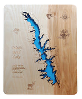 Toledo Bend Lake, Texas / Louisiana - laser cut wood map