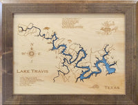 Lake Travis, Texas - Laser Cut Wood Map