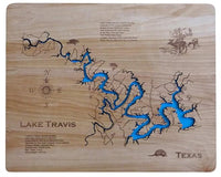 Lake Travis, Texas - Laser Cut Wood Map