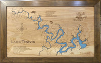 Lake Travis, Texas - Laser Cut Wood Map