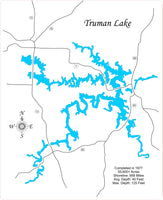 Truman Lake, Missouri - laser cut wood map