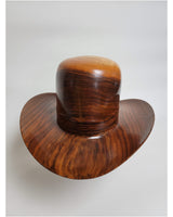 Walnut Cowboy Hat - Rare Wood Turned Men's Headwear #244