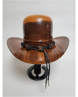 Walnut Cowboy Hat - Rare Wood Turned Men's Headwear #244