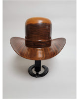 Walnut Cowboy Hat - Rare Wood Turned Men's Headwear #244