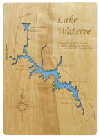Lake Wateree, South Carolina - laser cut wood map