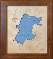 West Bay Lake, Wisconsin - laser cut wood map