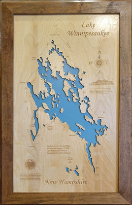 Lake Winnipesaukee, New Hampshire - laser cut wood map